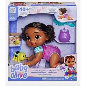 Baby Alive Crawl 'n Play Tilly Tinker Electronic Crawling Baby Doll Set, Black H